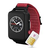 ANIO 5 Kinder Smartwatch + Telekom SIM-Karte 30€ Amazon-Gutschein nach Registrierung - Kinderuhr mit GPS und Anruf Funktion, Nachrichten, Schulmodus, SOS, App Made in Germany, Rot